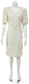 Main image of Short Half Sleeves Lace Cocktail Dress with Pearls