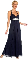 Main image of Halter Neck Rhinestones Belt Long Formal Evening Dress