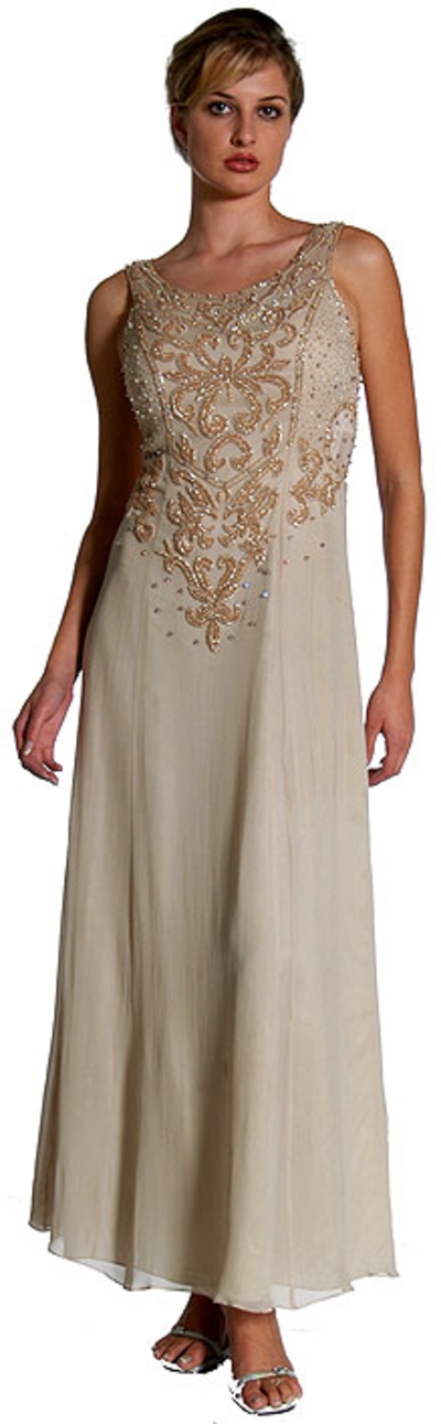 A-Line Beaded Sleeveless Formal Dress