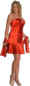 Short Shirred Cocktail Dress in Red color