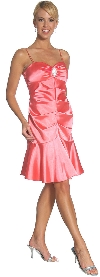 Spaghetti Straps Short Party Dress with Flared Bottom in Coral color