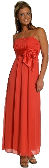 Main image of Spaghetti Straps Shirred Bodice Formal Bridesmaid Dress