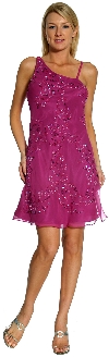 Broad Strap Short Party Dress in Fuchsia
