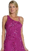 Broad Strap Short Party Dress in Fuchsia Closeup