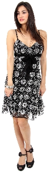 Main image of Boxy Floral Pattern Sequin Cocktail Dress