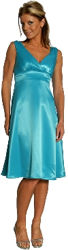 Main image of V-Neck Short Poly Satin Party Dress.