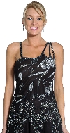 Asymmetric Floral Beaded Cocktail Dress in Black/Silver closeup
