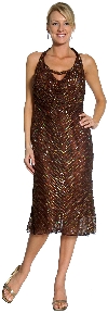 Halter Neck Knee Length Sequined Cocktail Dress in Copper