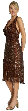 Halter Neck Knee Length Sequined Cocktail Dress in alternative view