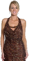 Halter Neck Knee Length Sequined Cocktail Dress in closeup