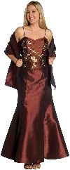 Main image of Embroidered Bodice Spaghetti Strap Formal Evening Dress