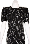 Round Neck Floral Sequined Cocktail Dress with Keyhole in close-up