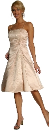 A-line Knee length Party Dress with Shimmery Floral Pattern in Gold color