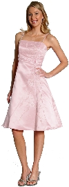 A-line Knee length Party Dress with Shimmery Floral Pattern in White color
