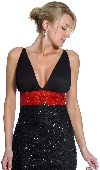Roman Inspired Empire Cut Beaded Formal Prom Gown in closeup