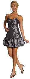 Spaghetti Strap Fitted Bubble Dress in Silver
