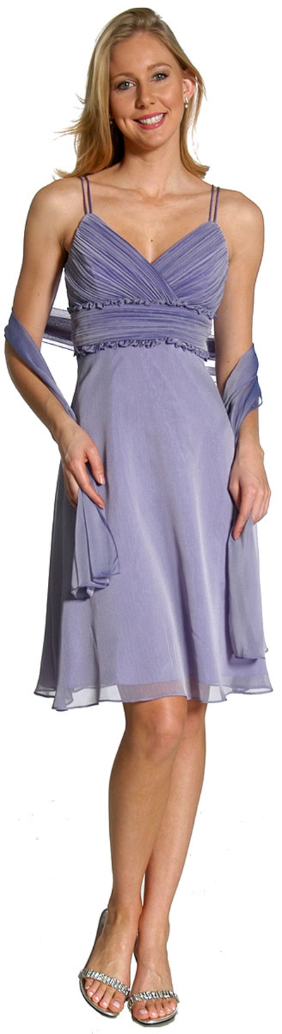 Spaghetti Strap Shirred Chiffon Party Dress