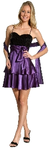Sequined & Ribbon Bow Short Party Dress in alternative view