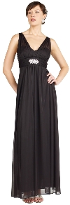 Main image of Empire Cut Shirred Brooch Formal Bridesmaid Dress