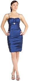 Main image of Spaghetti Straps Fitted & Shirred Short Party Dress
