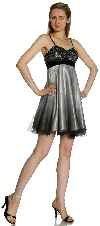 Spaghetti Straps 2 Tone Beaded Bust Short Formal Party Dress in Black/Gray