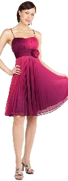 Main image of Two Tone Floral Accent Shirred Party Dress 