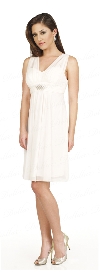 Shirred Empire Cut Short Bridesmaid Party Dress in White