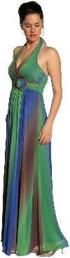 Multi Colored Halter Neck Formal Evening Dress  in alternative view