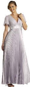 Main image of Half Sleeved Formal Evening Dress with Pleated Skirt
