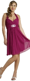 Main image of Halter Neck Shirred Short Bridesmaid Party Dress
