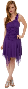 Main image of Ruched Asymmetric Hem Short Party Dress