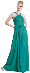 Main image of Halter Neck Tie Shirred Formal Bridesmaid Dress