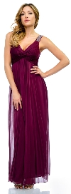 Main image of Ruched Twist Knot Bust Long Formal Evening Dress