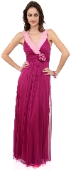 Main image of V-Neck Two Tone Long Formal Bridesmaid Dress