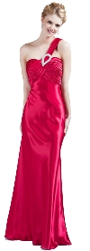 Main image of Single Shouldere Pleated Bodice Formal Evening Gown 