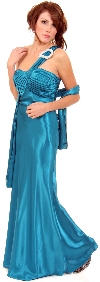Single Shouldere Pleated Bodice Formal Evening Gown  in alternative image