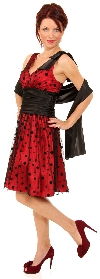 V-neck Short Polka Dot Party Dress   in alternative image