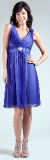 Main image of Two Tone V-Neck Shimmery Party Dress