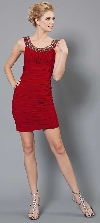 Main image of Ruched Short Dress With Beaded Work