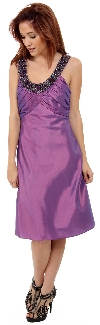 Embellished Neckline Formal Knee Length Dress with Jacket without Jacket