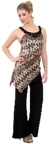 Asymmetric 2 Piece Pant Dress in Brown