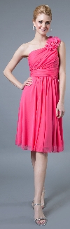 Main image of One Soulder Floral Accent Short Party Dress 