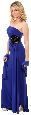 Strapless Ruched Cutout Detail Long Homecoming Dress  in alternative image
