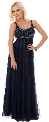Plus Size Full Length Formal MOB Evening Gown with Jacket in Navy