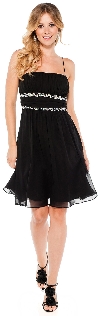 Main image of Spaghetti Short Cocktail Dress with Sequins Waist