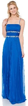 Main image of Bejeweled Waist Spaghetti Straps Formal Bridesmaid Dress