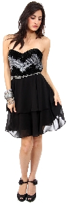 Main image of Strapless Ruffled Skirt Sequined Bust Short Prom Dress 