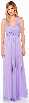 Braid Accent Ruched Long Formal Bridesmaid Dress  in Lilac