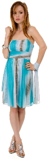 Multi Colored Short dress with Shirred Bust in alternative picture
