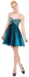 Main image of Sequined Spaghetti Strapped Mini Prom Dress